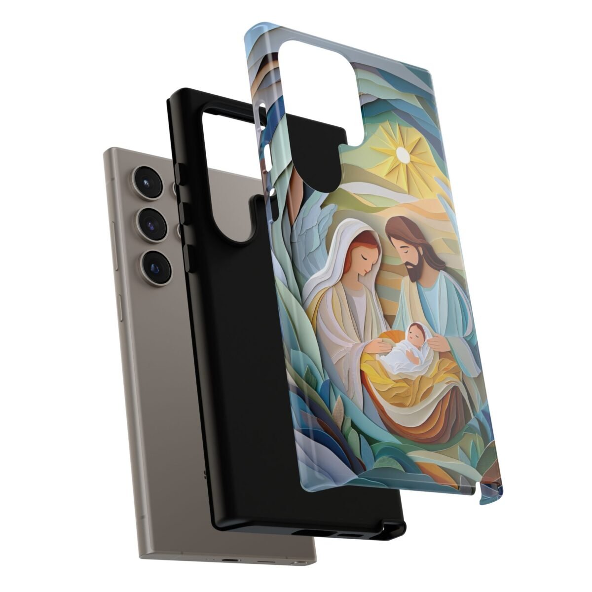 Nativity Phone Case Christian Phone Case Paper Cut 3D Effect Christmas Phone Casing iPhone Samsung Galaxy Google Pixel Faith Phone Cover