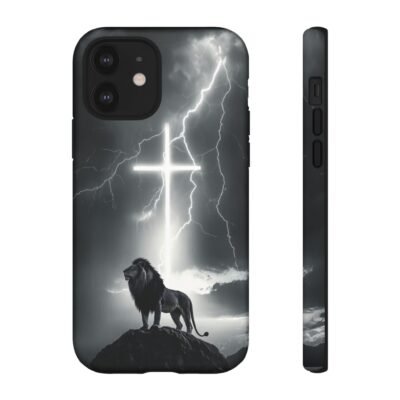 Lion and the Cross Christian Phone Case iPhone Samsung Galaxy Google Pixel Faith in Jesus God Phone Cover Christian Inspired Gift Phone Case