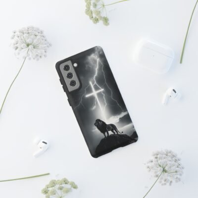 Lion and the Cross Christian Phone Case iPhone Samsung Galaxy Google Pixel Faith in Jesus God Phone Cover Christian Inspired Gift Phone Case