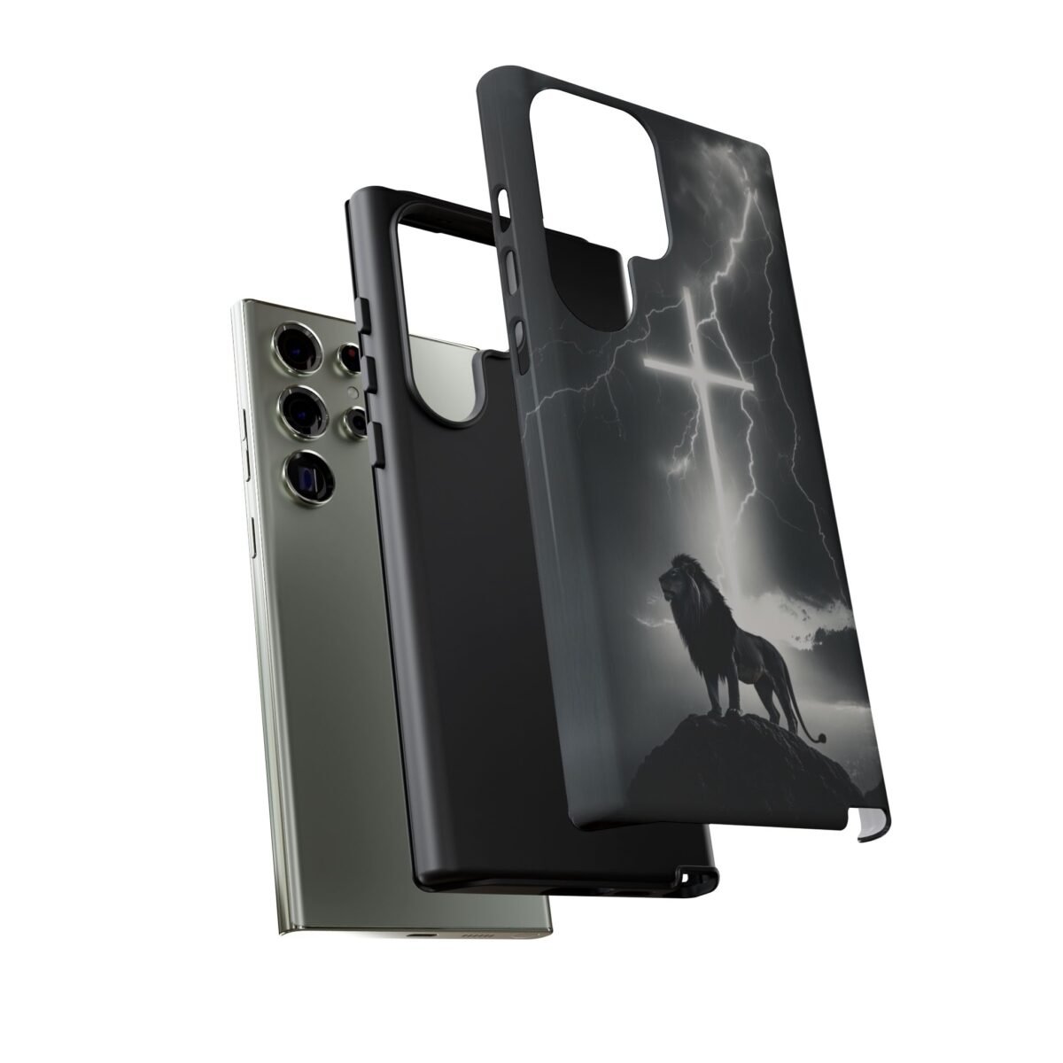 Lion and the Cross Christian Phone Case iPhone Samsung Galaxy Google Pixel Faith in Jesus God Phone Cover Christian Inspired Gift Phone Case