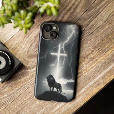 Lion and the Cross Christian Phone Case iPhone Samsung Galaxy Google Pixel Faith in Jesus God Phone Cover Christian Inspired Gift Phone Case