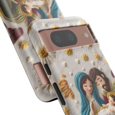 Nativity Embroidered Effect Phone Case Christmas Phone Casing iPhone Samsung Galaxy Google Pixel Phone Cover Faith Jesus Mary and Joseph
