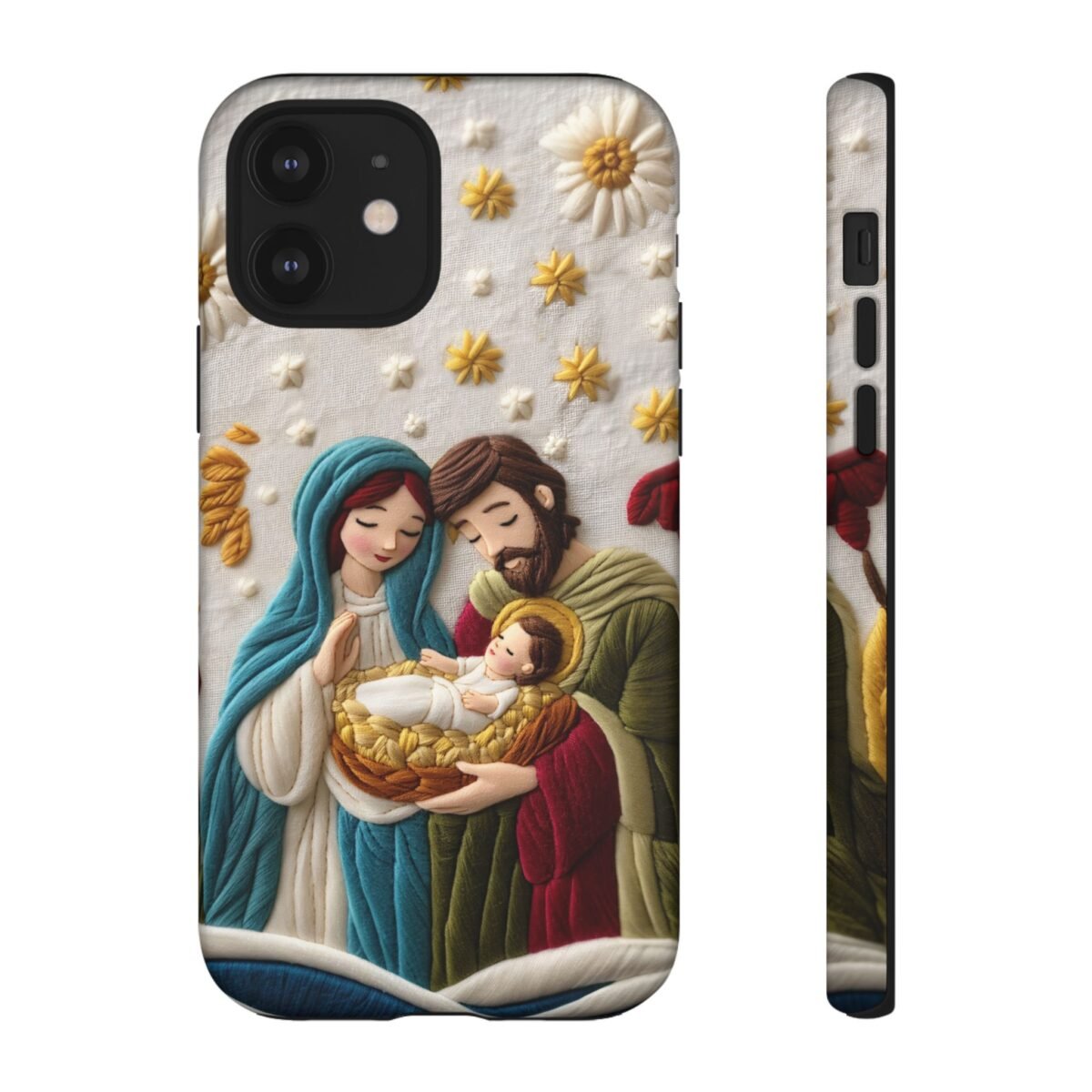 Nativity Embroidered Effect Phone Case Christmas Phone Casing iPhone Samsung Galaxy Google Pixel Phone Cover Faith Jesus Mary and Joseph
