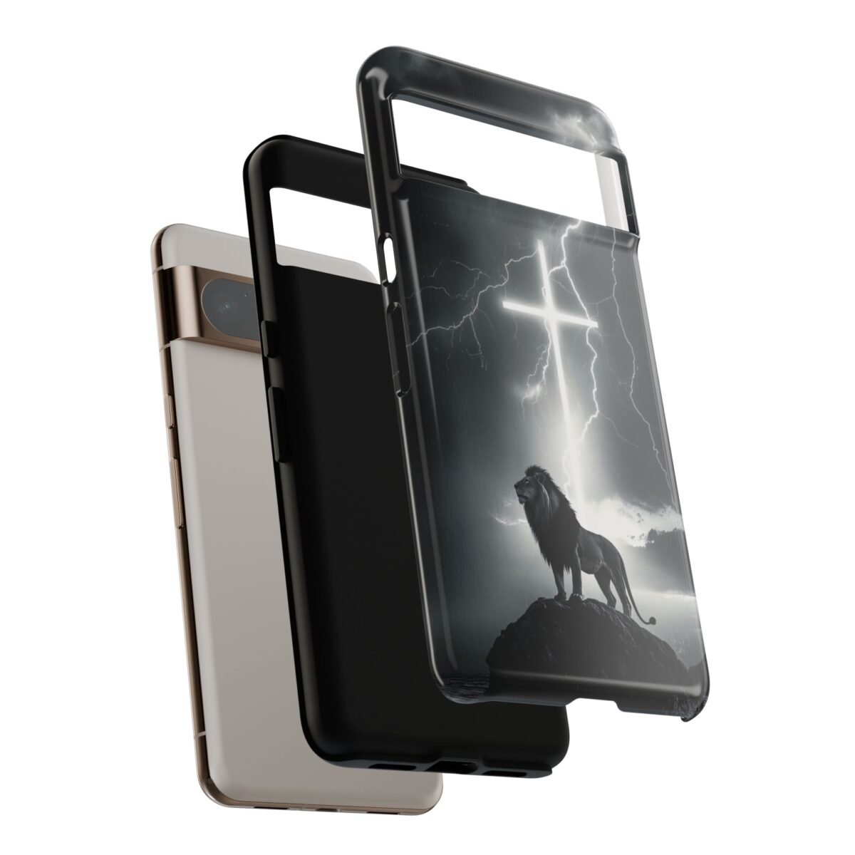 Lion and the Cross Christian Phone Case iPhone Samsung Galaxy Google Pixel Faith in Jesus God Phone Cover Christian Inspired Gift Phone Case