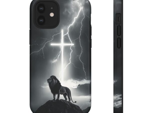 Lion and the Cross Christian Phone Case iPhone Samsung Galaxy Google Pixel Faith in Jesus God Phone Cover Christian Inspired Gift Phone Case