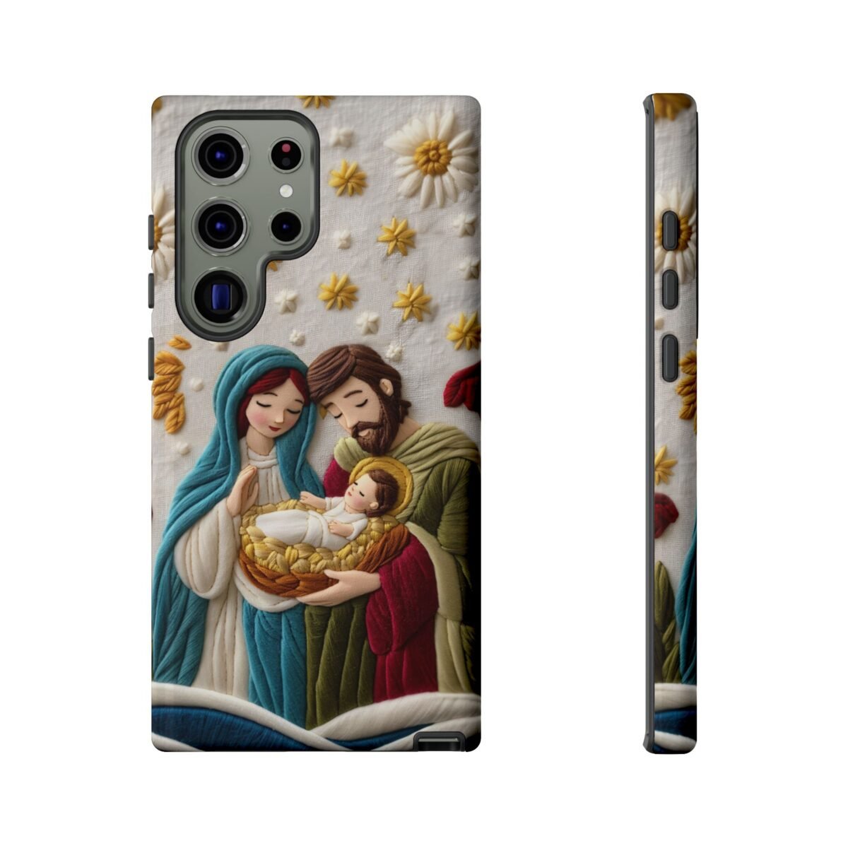 Nativity Embroidered Effect Phone Case Christmas Phone Casing iPhone Samsung Galaxy Google Pixel Phone Cover Faith Jesus Mary and Joseph