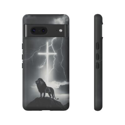 Lion and the Cross Christian Phone Case iPhone Samsung Galaxy Google Pixel Faith in Jesus God Phone Cover Christian Inspired Gift Phone Case