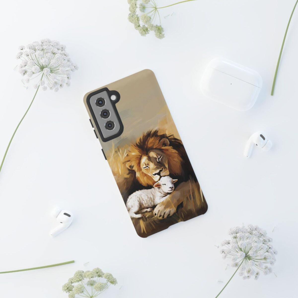 Lion and the Lamb Christian Phone Case iPhone Samsung Galaxy Google Pixel Faith in Jesus God Phone Cover Christian Inspired Gift Phone Case