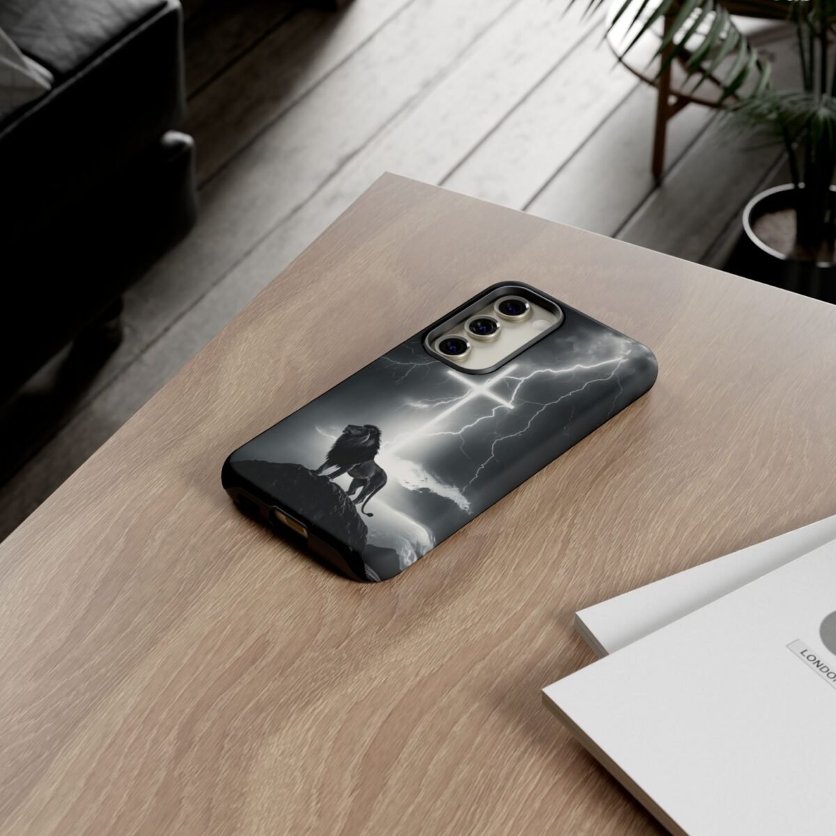 Lion and the Cross Christian Phone Case iPhone Samsung Galaxy Google Pixel Faith in Jesus God Phone Cover Christian Inspired Gift Phone Case