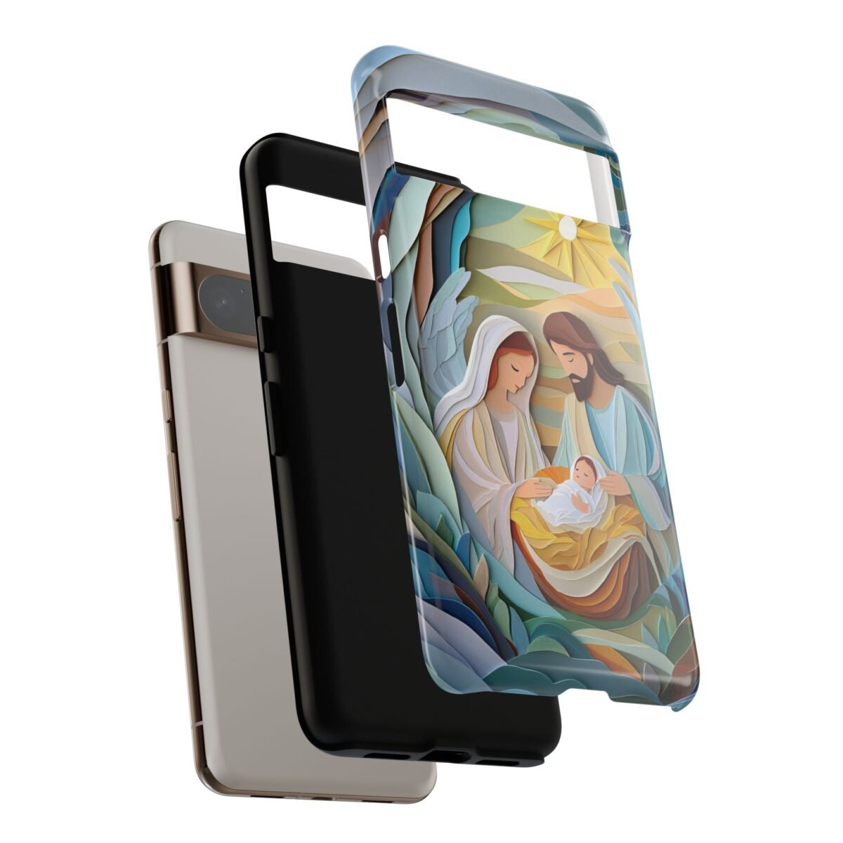 Nativity Phone Case Christian Phone Case Paper Cut 3D Effect Christmas Phone Casing iPhone Samsung Galaxy Google Pixel Faith Phone Cover
