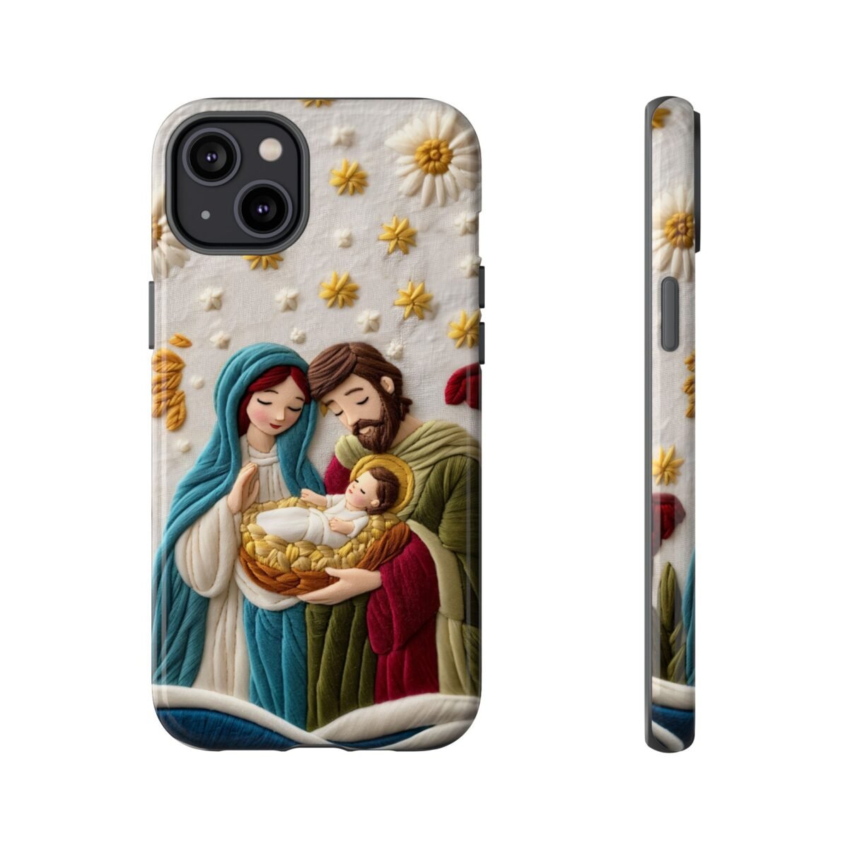 Nativity Embroidered Effect Phone Case Christmas Phone Casing iPhone Samsung Galaxy Google Pixel Phone Cover Faith Jesus Mary and Joseph