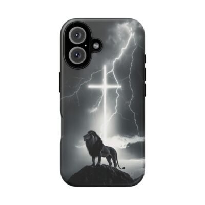 Lion and the Cross Christian Phone Case iPhone Samsung Galaxy Google Pixel Faith in Jesus God Phone Cover Christian Inspired Gift Phone Case