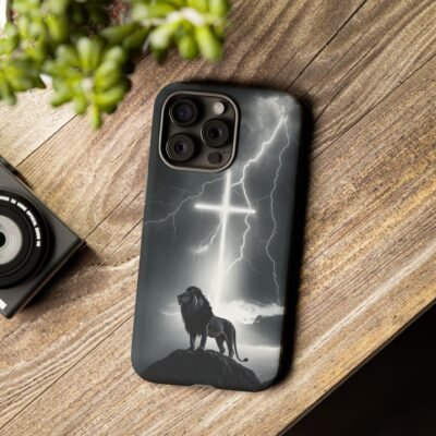 Lion and the Cross Christian Phone Case iPhone Samsung Galaxy Google Pixel Faith in Jesus God Phone Cover Christian Inspired Gift Phone Case