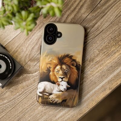Lion and the Lamb Christian Phone Case iPhone Samsung Galaxy Google Pixel Faith in Jesus God Phone Cover Christian Inspired Gift Phone Case
