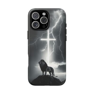 Lion and the Cross Christian Phone Case iPhone Samsung Galaxy Google Pixel Faith in Jesus God Phone Cover Christian Inspired Gift Phone Case