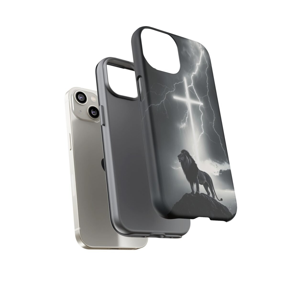Lion and the Cross Christian Phone Case iPhone Samsung Galaxy Google Pixel Faith in Jesus God Phone Cover Christian Inspired Gift Phone Case
