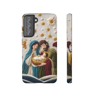 Nativity Embroidered Effect Phone Case Christmas Phone Casing iPhone Samsung Galaxy Google Pixel Phone Cover Faith Jesus Mary and Joseph