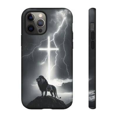 Lion and the Cross Christian Phone Case iPhone Samsung Galaxy Google Pixel Faith in Jesus God Phone Cover Christian Inspired Gift Phone Case