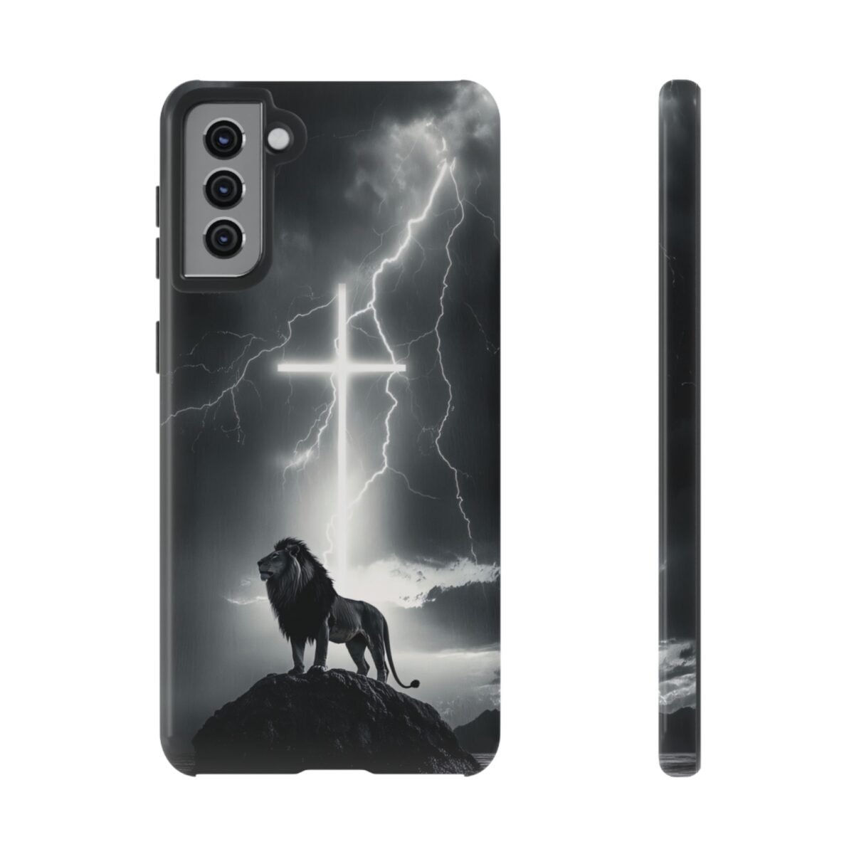 Lion and the Cross Christian Phone Case iPhone Samsung Galaxy Google Pixel Faith in Jesus God Phone Cover Christian Inspired Gift Phone Case