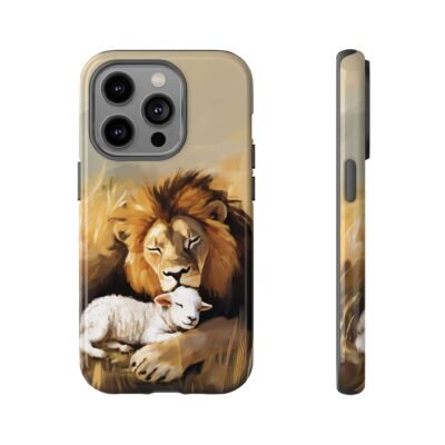 Lion and the Lamb Christian Phone Case iPhone Samsung Galaxy Google Pixel Faith in Jesus God Phone Cover Christian Inspired Gift Phone Case