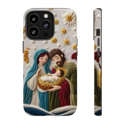Nativity Embroidered Effect Phone Case Christmas Phone Casing iPhone Samsung Galaxy Google Pixel Phone Cover Faith Jesus Mary and Joseph