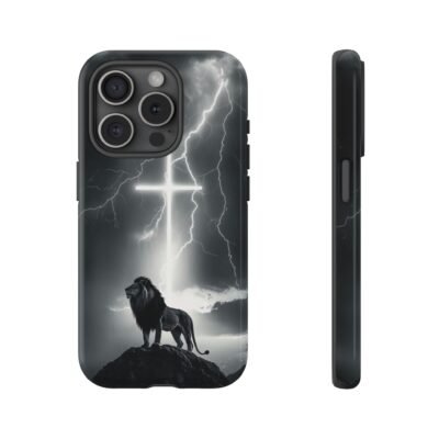 Lion and the Cross Christian Phone Case iPhone Samsung Galaxy Google Pixel Faith in Jesus God Phone Cover Christian Inspired Gift Phone Case