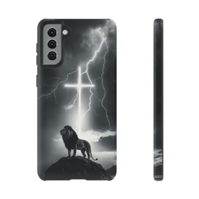 Lion and the Cross Christian Phone Case iPhone Samsung Galaxy Google Pixel Faith in Jesus God Phone Cover Christian Inspired Gift Phone Case