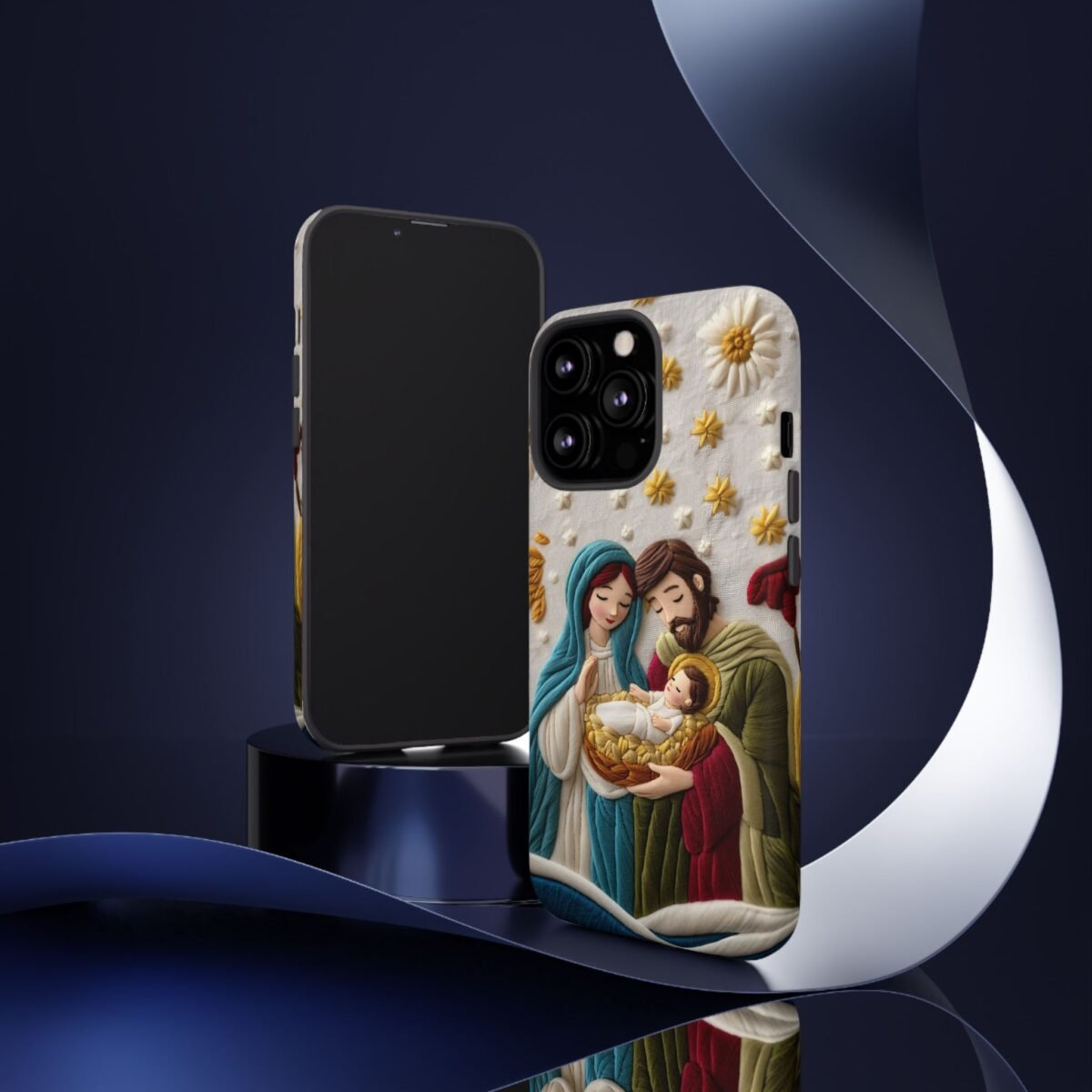 Nativity Embroidered Effect Phone Case Christmas Phone Casing iPhone Samsung Galaxy Google Pixel Phone Cover Faith Jesus Mary and Joseph