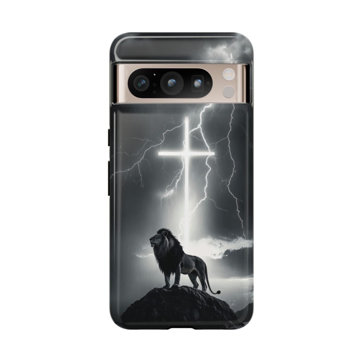 Lion and the Cross Christian Phone Case iPhone Samsung Galaxy Google Pixel Faith in Jesus God Phone Cover Christian Inspired Gift Phone Case