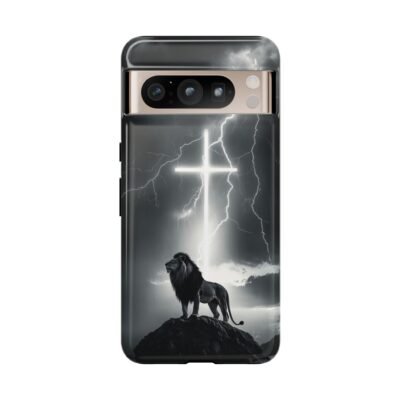 Lion and the Cross Christian Phone Case iPhone Samsung Galaxy Google Pixel Faith in Jesus God Phone Cover Christian Inspired Gift Phone Case
