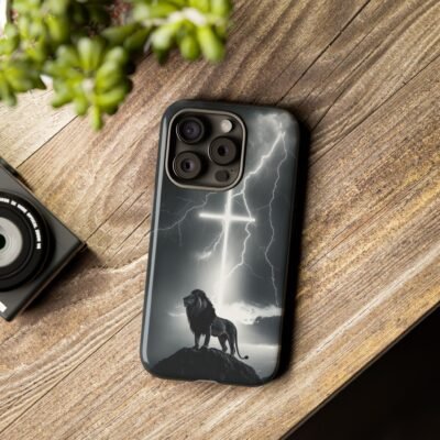 Lion and the Cross Christian Phone Case iPhone Samsung Galaxy Google Pixel Faith in Jesus God Phone Cover Christian Inspired Gift Phone Case