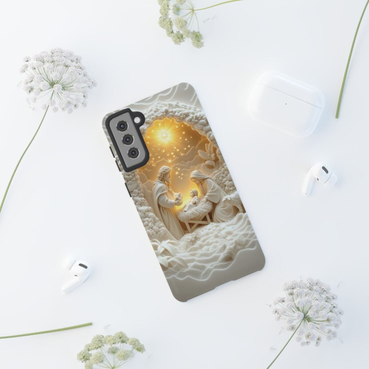 Nativity Phone Case Christian Phone Case 3D Effect Christmas Phone Casing iPhone Samsung Galaxy Google Pixel Faith Jesus Mary Joseph Case