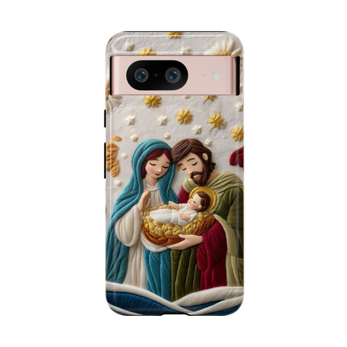Nativity Embroidered Effect Phone Case Christmas Phone Casing iPhone Samsung Galaxy Google Pixel Phone Cover Faith Jesus Mary and Joseph