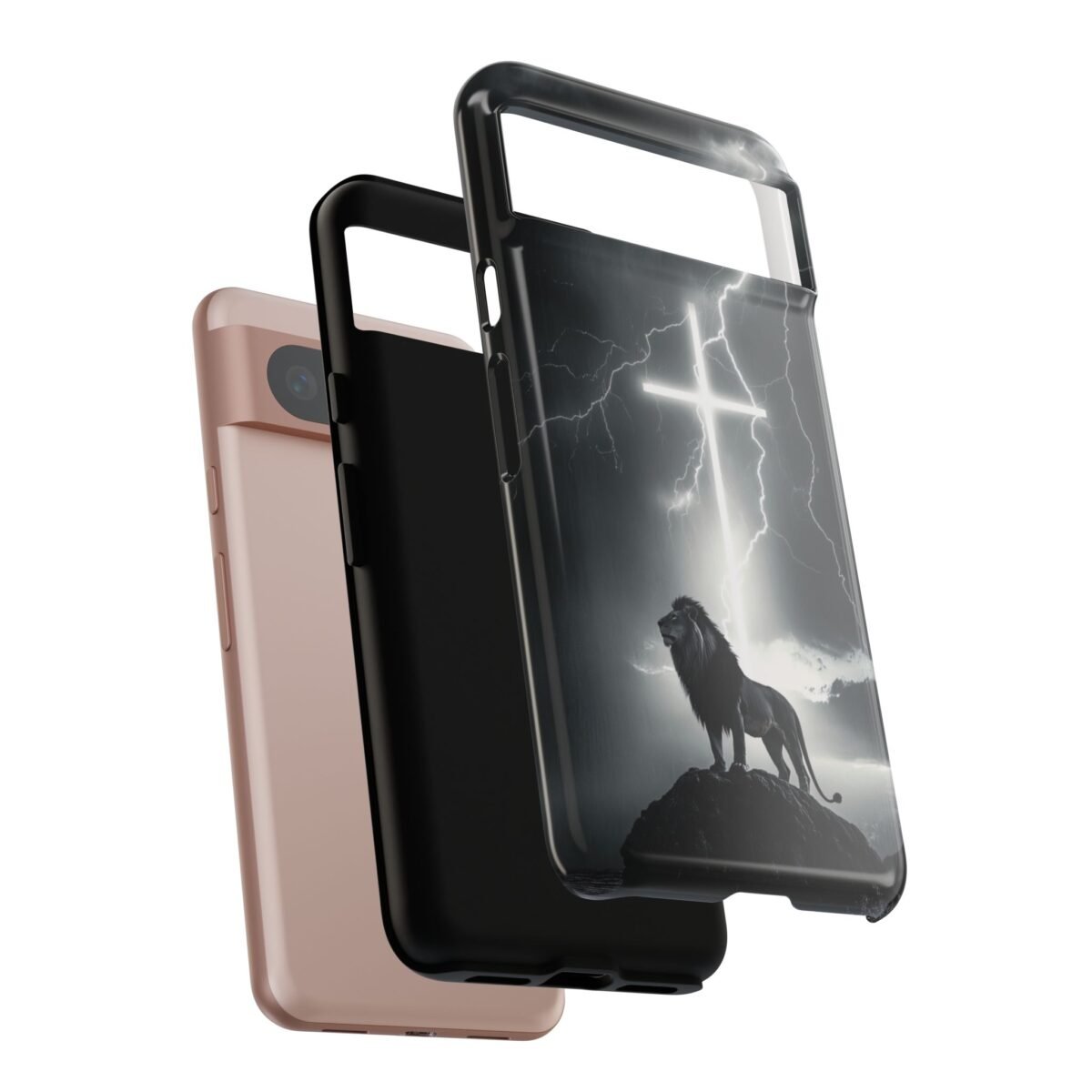 Lion and the Cross Christian Phone Case iPhone Samsung Galaxy Google Pixel Faith in Jesus God Phone Cover Christian Inspired Gift Phone Case
