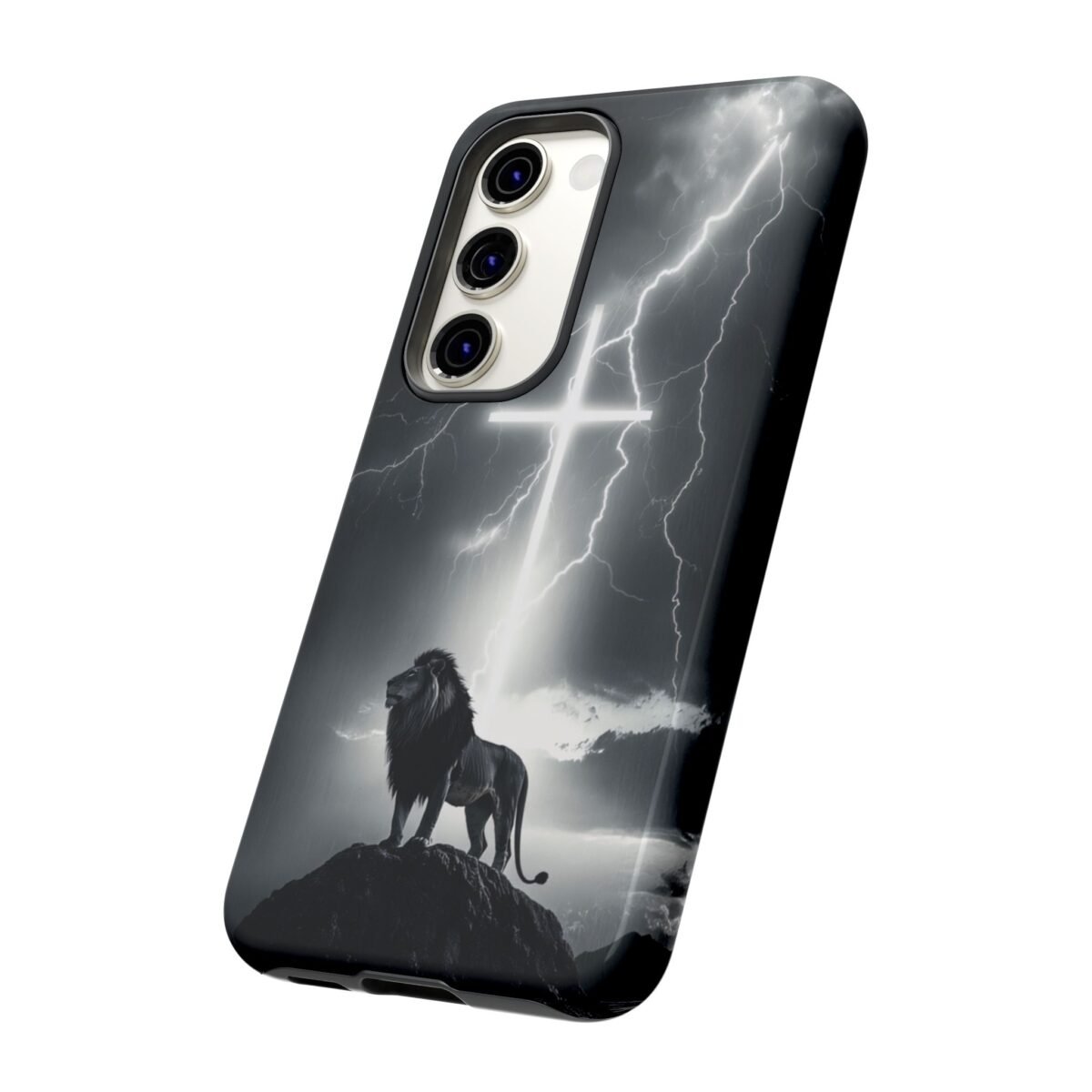 Lion and the Cross Christian Phone Case iPhone Samsung Galaxy Google Pixel Faith in Jesus God Phone Cover Christian Inspired Gift Phone Case