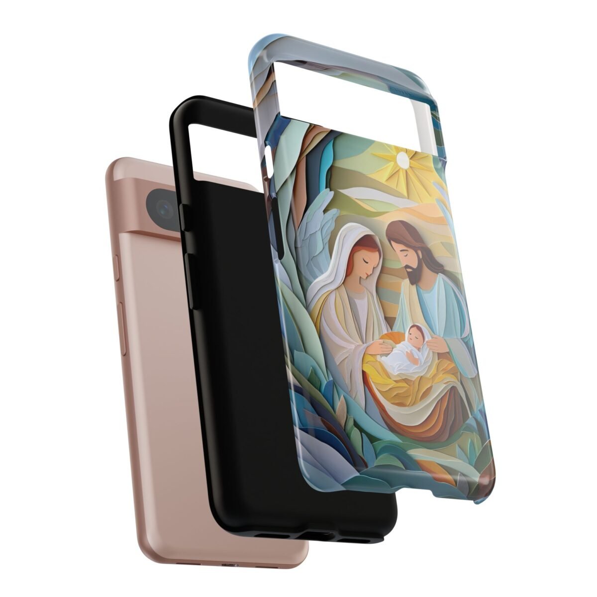 Nativity Phone Case Christian Phone Case Paper Cut 3D Effect Christmas Phone Casing iPhone Samsung Galaxy Google Pixel Faith Phone Cover