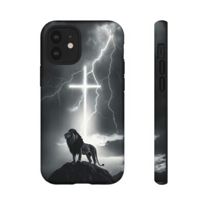 Lion and the Cross Christian Phone Case iPhone Samsung Galaxy Google Pixel Faith in Jesus God Phone Cover Christian Inspired Gift Phone Case