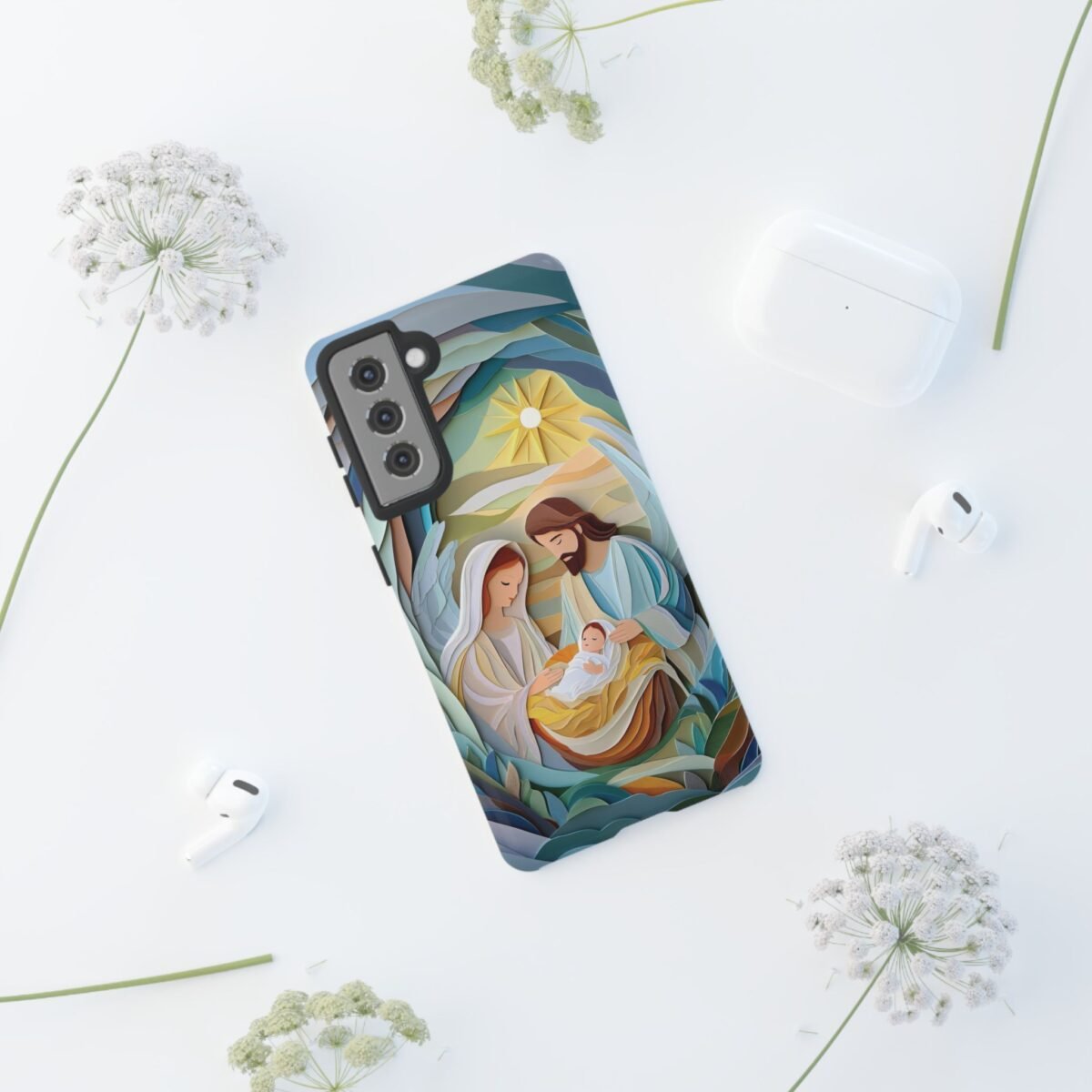Nativity Phone Case Christian Phone Case Paper Cut 3D Effect Christmas Phone Casing iPhone Samsung Galaxy Google Pixel Faith Phone Cover