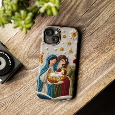 Nativity Embroidered Effect Phone Case Christmas Phone Casing iPhone Samsung Galaxy Google Pixel Phone Cover Faith Jesus Mary and Joseph
