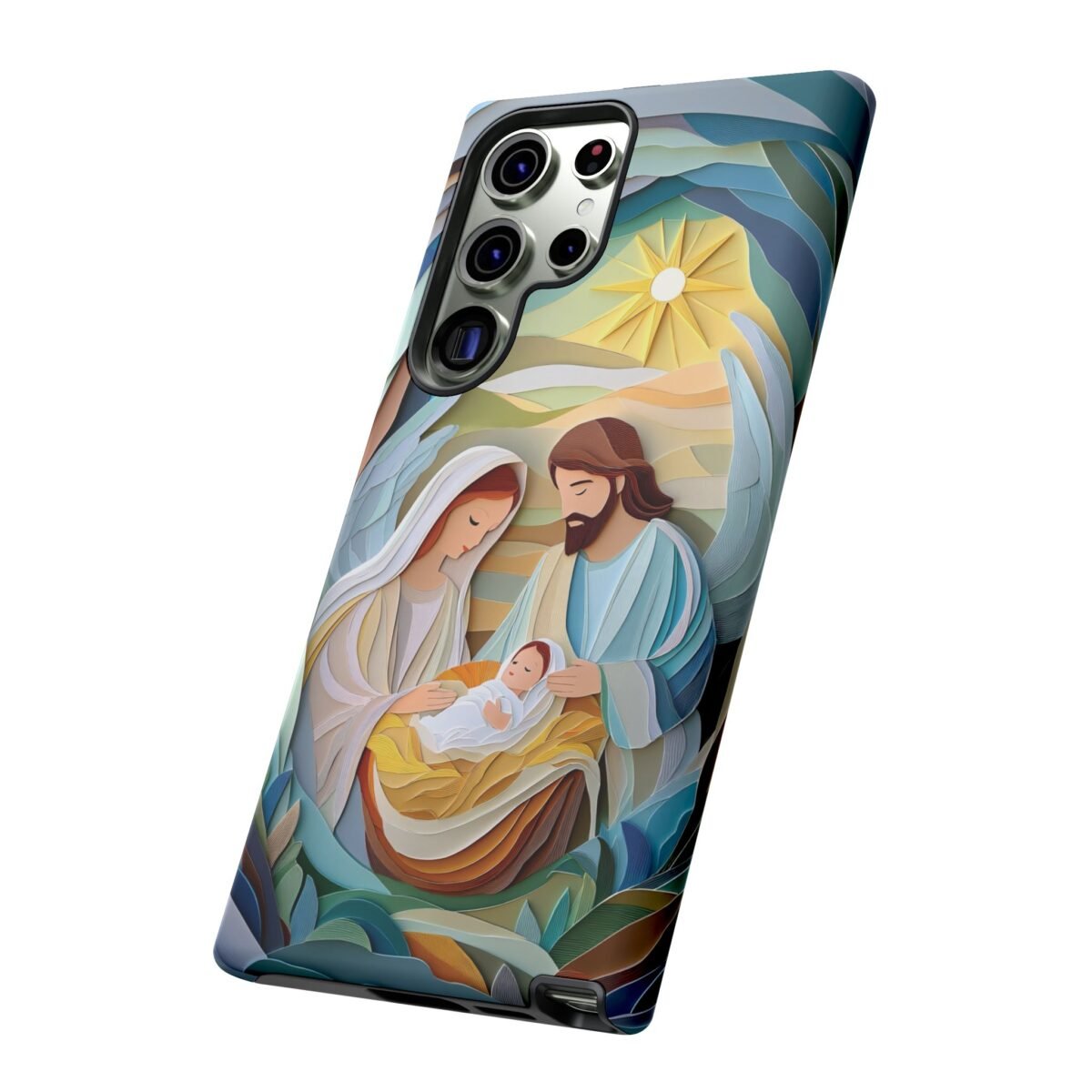 Nativity Phone Case Christian Phone Case Paper Cut 3D Effect Christmas Phone Casing iPhone Samsung Galaxy Google Pixel Faith Phone Cover