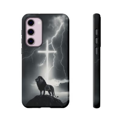 Lion and the Cross Christian Phone Case iPhone Samsung Galaxy Google Pixel Faith in Jesus God Phone Cover Christian Inspired Gift Phone Case
