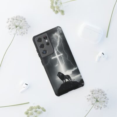 Lion and the Cross Christian Phone Case iPhone Samsung Galaxy Google Pixel Faith in Jesus God Phone Cover Christian Inspired Gift Phone Case
