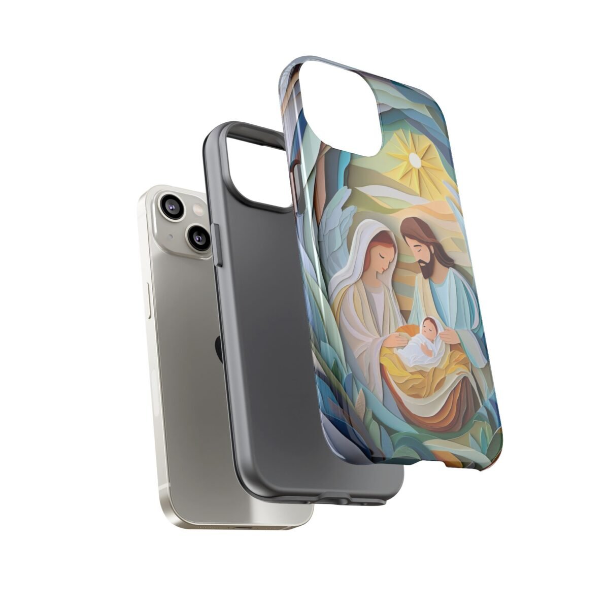 Nativity Phone Case Christian Phone Case Paper Cut 3D Effect Christmas Phone Casing iPhone Samsung Galaxy Google Pixel Faith Phone Cover