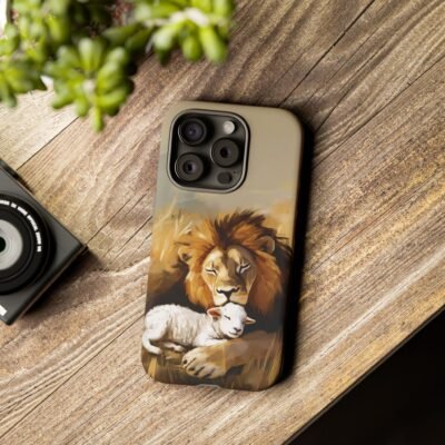 Lion and the Lamb Christian Phone Case iPhone Samsung Galaxy Google Pixel Faith in Jesus God Phone Cover Christian Inspired Gift Phone Case