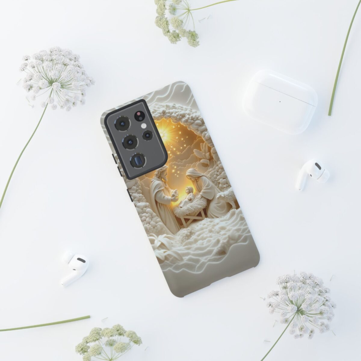 Nativity Phone Case Christian Phone Case 3D Effect Christmas Phone Casing iPhone Samsung Galaxy Google Pixel Faith Jesus Mary Joseph Case