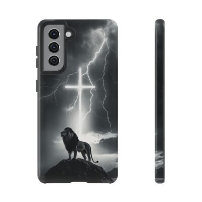 Lion and the Cross Christian Phone Case iPhone Samsung Galaxy Google Pixel Faith in Jesus God Phone Cover Christian Inspired Gift Phone Case