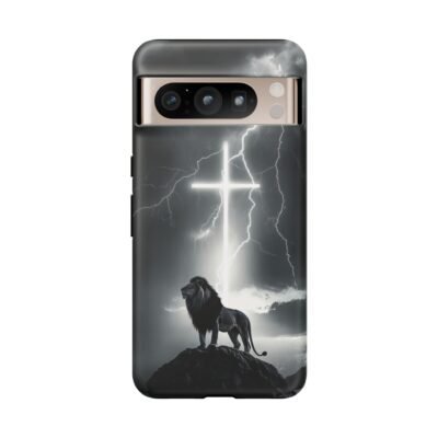 Lion and the Cross Christian Phone Case iPhone Samsung Galaxy Google Pixel Faith in Jesus God Phone Cover Christian Inspired Gift Phone Case
