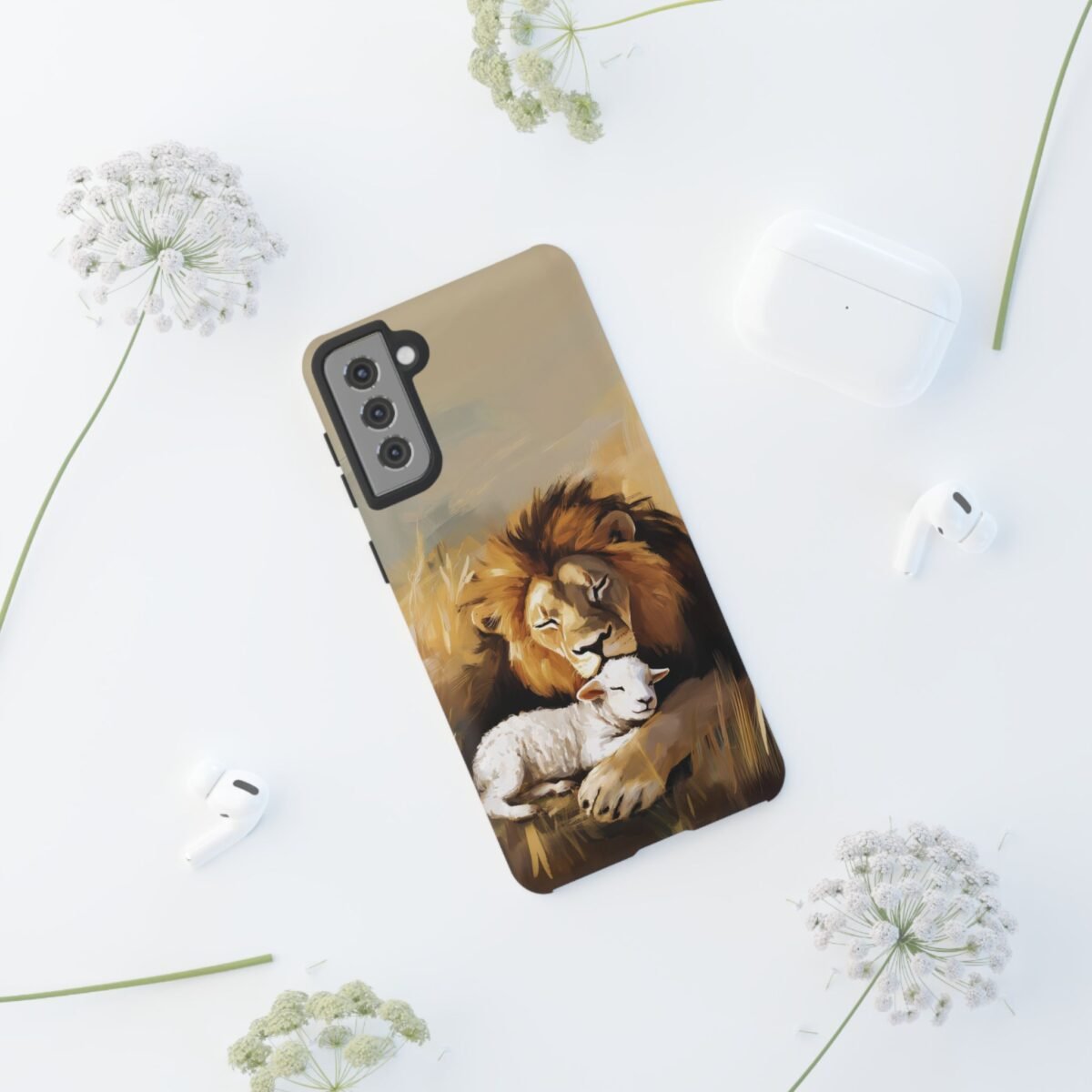 Lion and the Lamb Christian Phone Case iPhone Samsung Galaxy Google Pixel Faith in Jesus God Phone Cover Christian Inspired Gift Phone Case