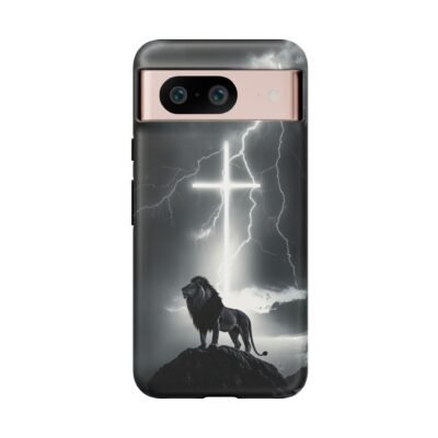 Lion and the Cross Christian Phone Case iPhone Samsung Galaxy Google Pixel Faith in Jesus God Phone Cover Christian Inspired Gift Phone Case