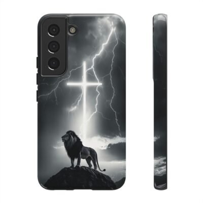 Lion and the Cross Christian Phone Case iPhone Samsung Galaxy Google Pixel Faith in Jesus God Phone Cover Christian Inspired Gift Phone Case